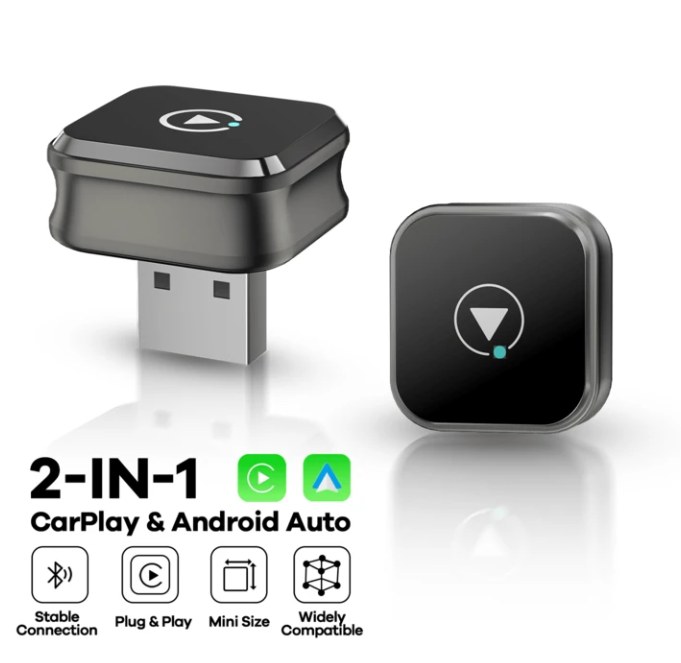 REMAX 2 In 1 Wireless Carplay Adapter Compatible With Apple CarPlay & Android Auto; Mini Size; Plug & Play; Car Play Wireless Adapter Compatible With IPhone IOS 6+, Android 11+, Fast And Stable Connection; Car Accessories, Super Practical Car Stuff