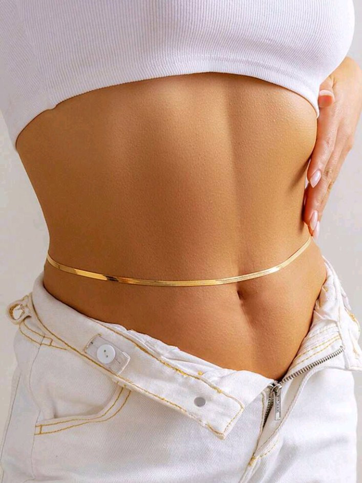 Nooxian 1pc Simple Stainless Steel Chain Design Women's Waist Chain