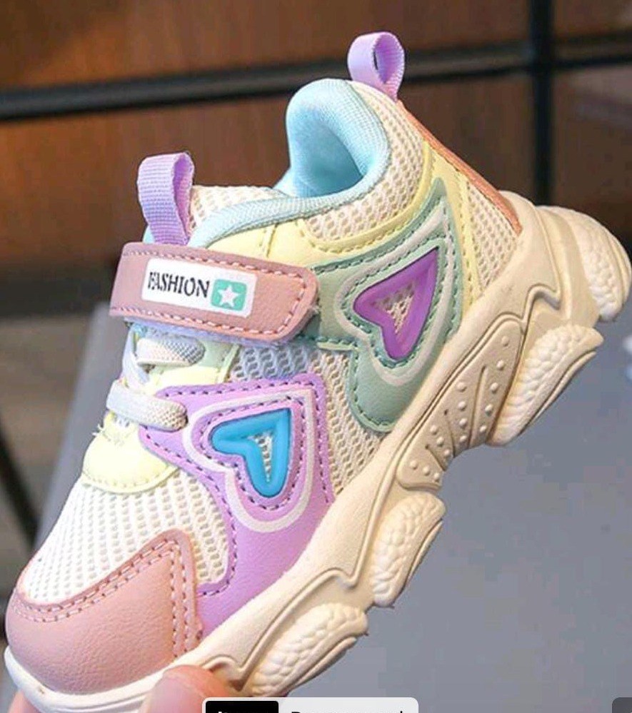 1pair Spring/Autumn Fashion PU Patchwork Dopamine Color Hook & Loop Children Sports Shoes, Anti-Slip Soft Sole Girls Sneakers