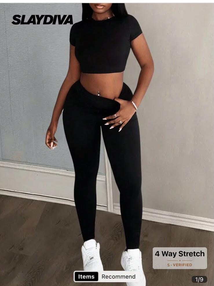 Short Sleeve Crew Neck Lounge Set - 2 Pieces Set
