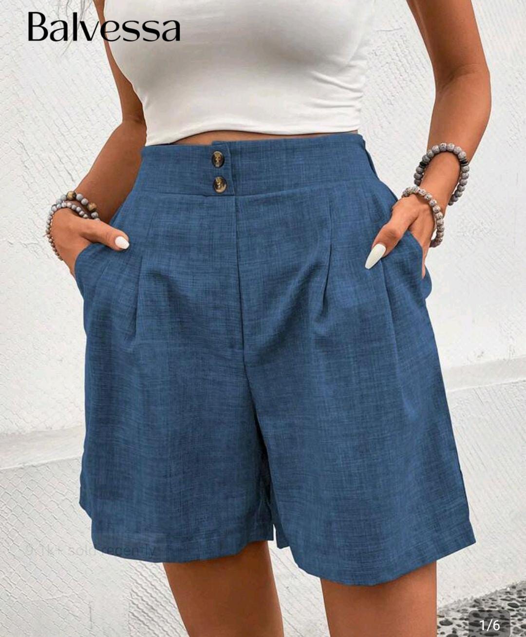 Women's Solid Color High Waist Pleated Casual Shorts . Shorts For Women Spring
