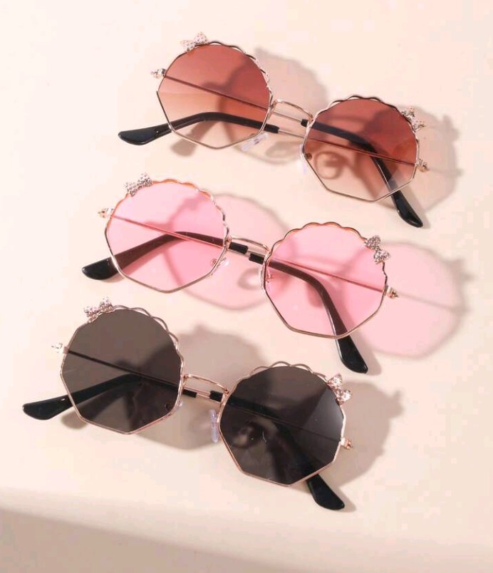 3pcs Cute Bowknot Children Fashion Glasses, Fashionable Versatile Fashion Glasses, Kids Metal Glasses