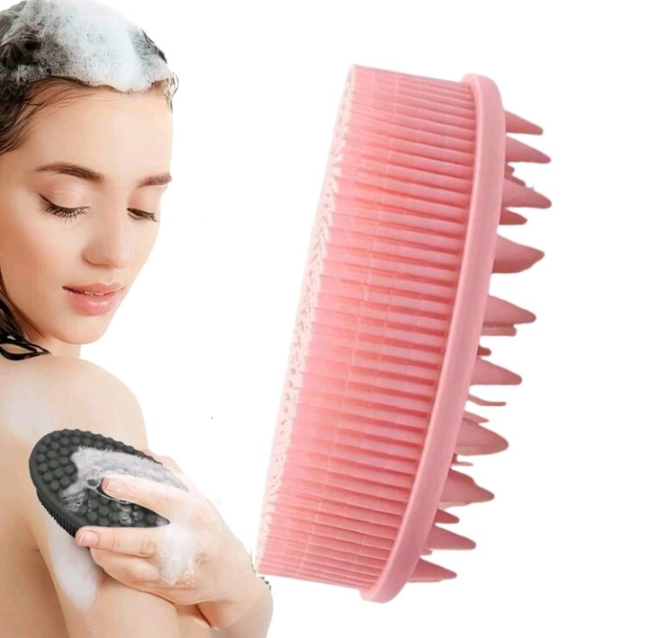 1pc Silicone Cleaning Brush, Suitable For Shower, Shampoo, Bath, Double-Sided Scrubbing Brush, Massage Bath Brush, Bathroom Cleaning Tool