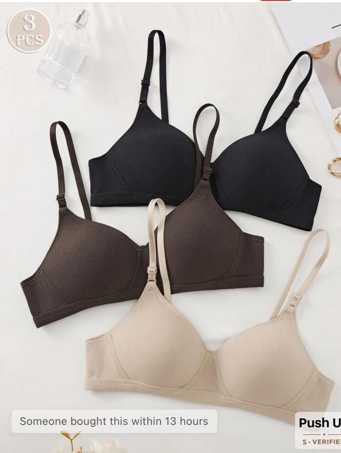 3pcs/Set Women Comfortable Sleeping Soft Cup Wireless Bras