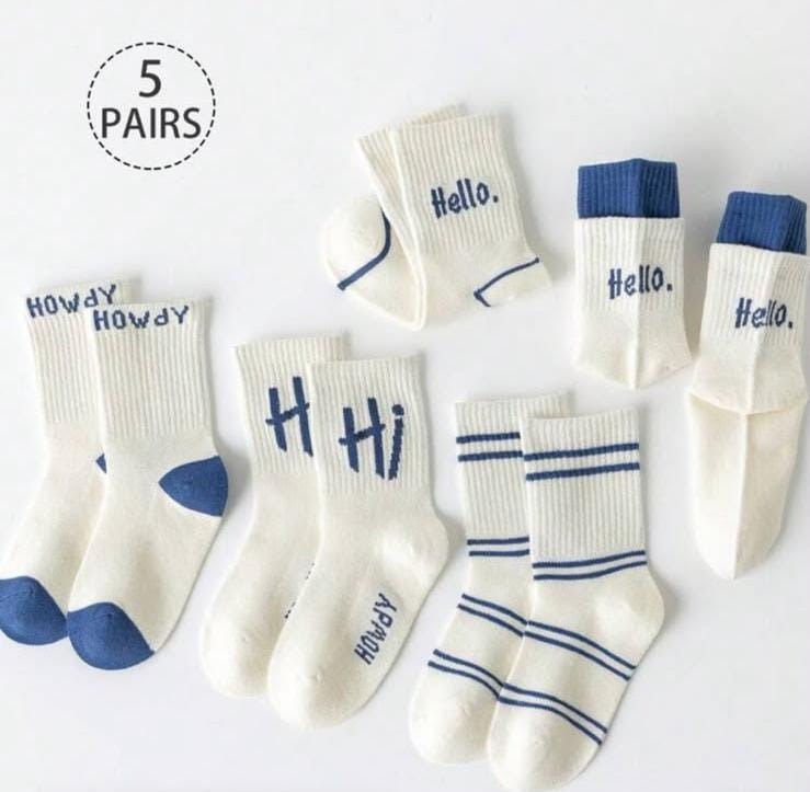 5 Pairs Kids/Toddlers Mesh Breathable Socks - Color Block, Solid, Cartoon Letter, Striped Mid-Calf Length Socks, Comfortable And Stylish For Spring/Summer, Suitable For School, Casual And Sports Shoes
