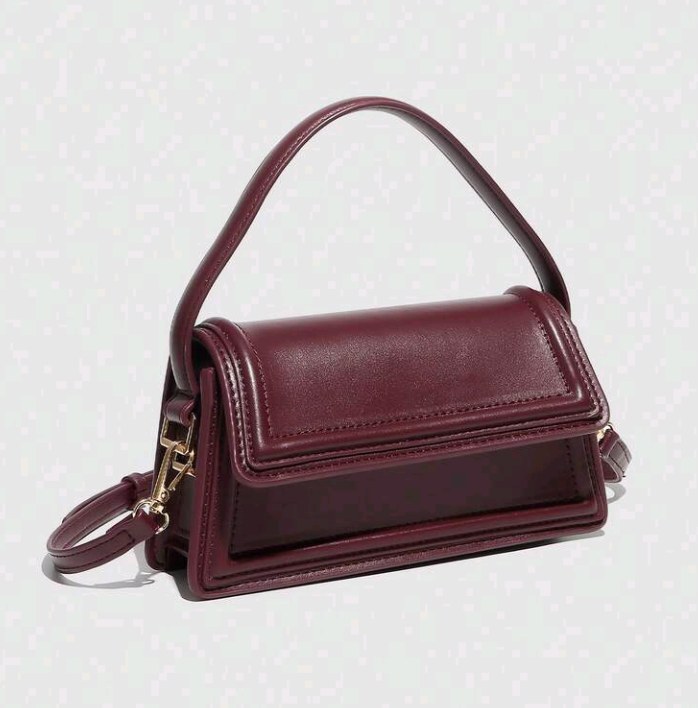 New Minimalist Versatile Small Square Crossbody Bag, PU Material Flap Magnetic Closure Anti-Theft, Cute Mini Shoulder Bag, Purple Red , Gifts For Women , Bow
