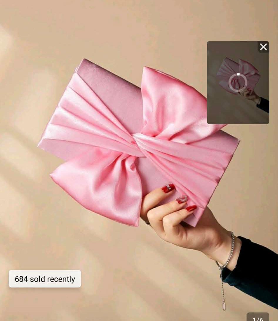 Faille Butterfly Shaped Clutch Purse , pink , satin For Party