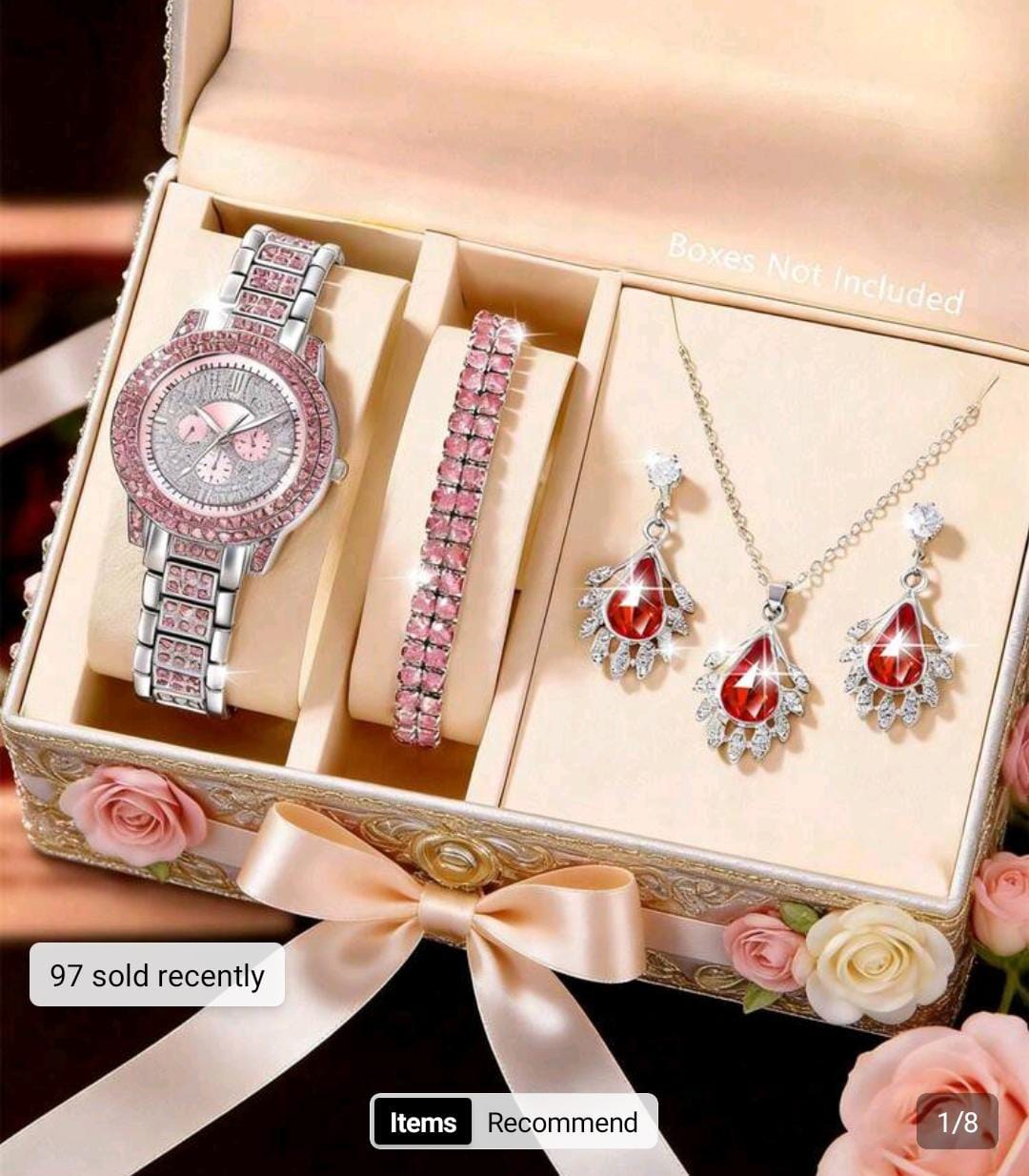 Women's Watch Set, Fashion Luxury Diamond-Studded Watch With Necklace, Earrings And Bracelet, Suitable For Daily Wear, Birthday Gift, Back To School, Thanksgiving, Romantic Occasions, Best Gift (Gift Box Not Included)
