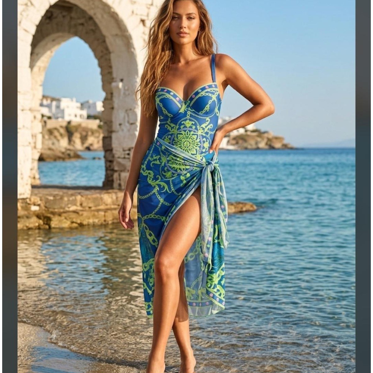 Swimsuit with beach skirt