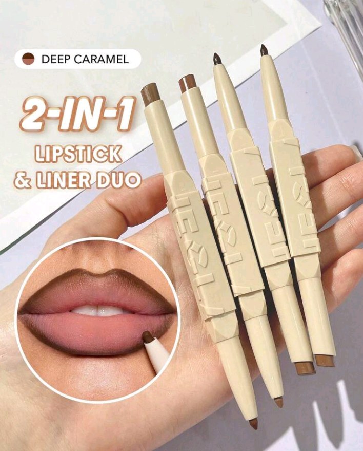 SHEGLAM Glam 101 Lipstick & Liner Duo-Deep Caramel 2-In-1 Matte Dual-Ended Lip Liner Lipstick Pencil Highly Pigmented Long Lasting Smooth Easy To Wear Lip Makeup Pink Brown Lip Liner Lip Combo