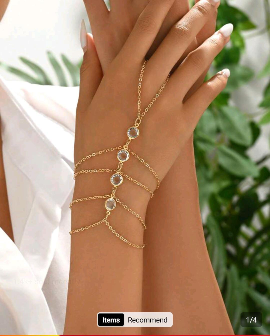 Elegant Luxury Rhinestone Cascading Mitten Bracelet For Women