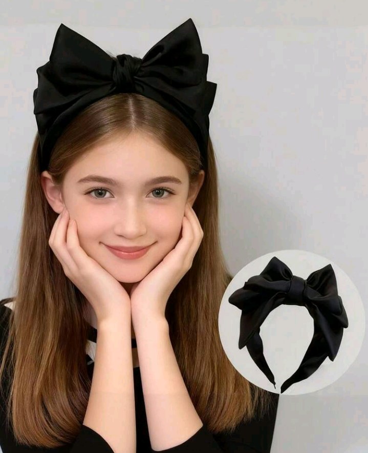 1pc Elegant Korean 3D Black Bow Headband - Large Polyester Headband, Non-Daily Hair Accessory, Suitable For Casual And Formal Occasions, Fashion Hair Accessory, Smooth Surface, Fashionable Girl Accessory
