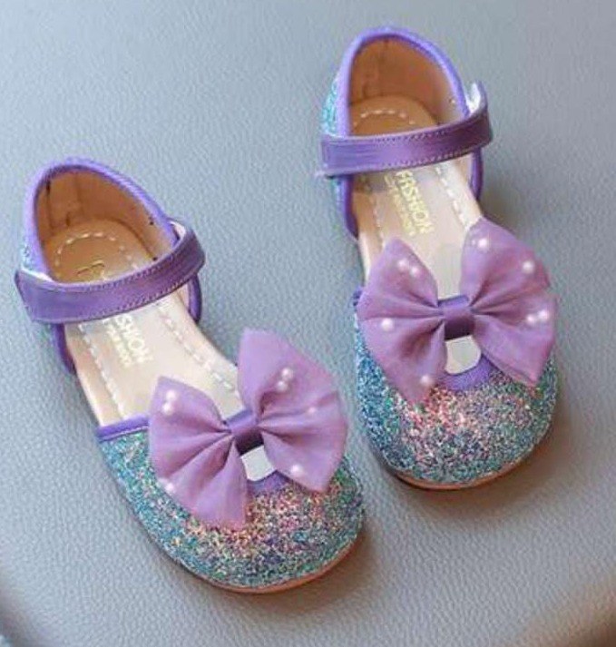 Girls' Sequins Princess Shoes, Kids Toddler Bowknot Soft Bottom Sandals