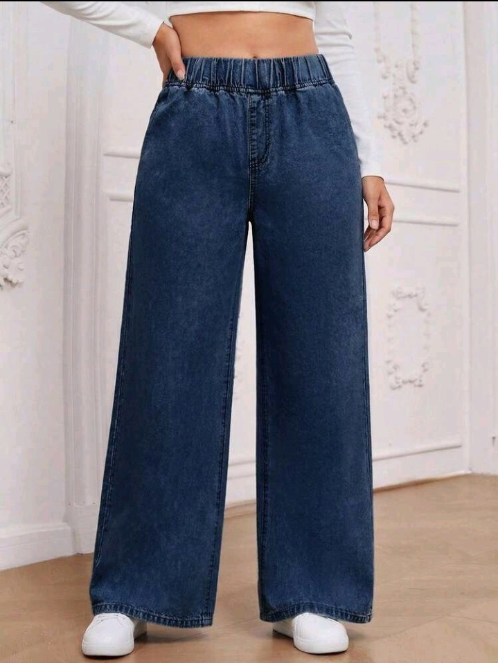 EMERY ROSE Plus Size Women's Casual Versatile Elastic Waist Baggy Jeans
