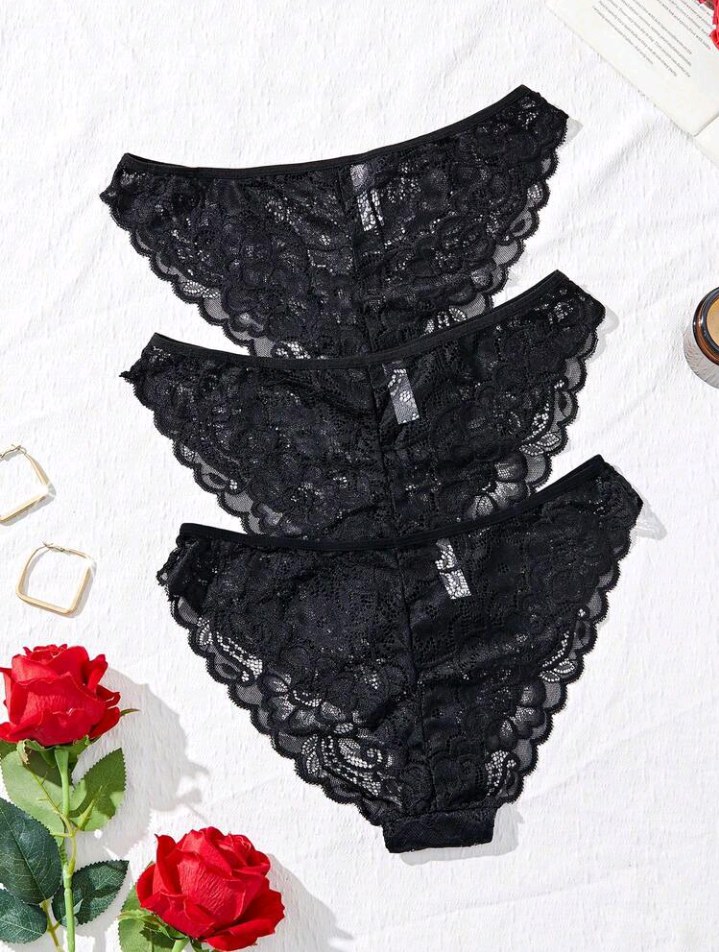 AltCore 3pcs/Pack Minimalist Romantic Lace Women's Briefs Lingerie