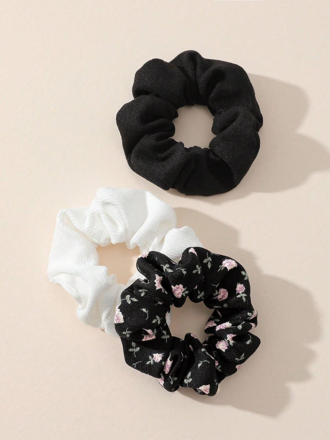 3pcs/Set Original Floral Pattern Corduroy Hair Scrunchies For Women , Hair Ties