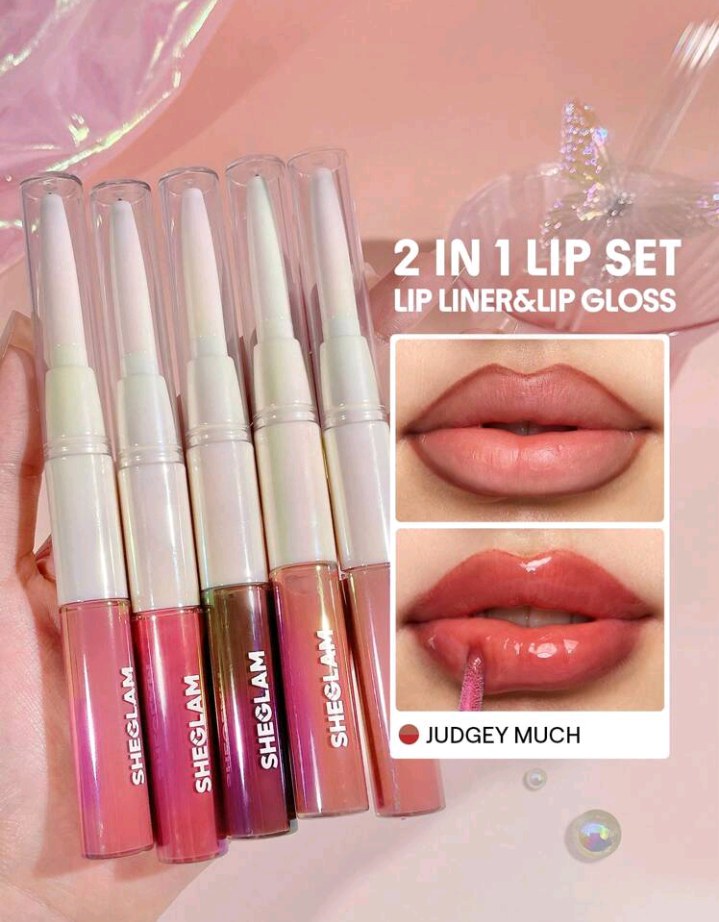 SHEGLAM Lip Rules Liner & Gloss Pen-Judgey Much 2-In-1 Moisturizing Liquid Lipstick Dewy High Pigment Lipliner Lip Combo Hydrating Reduce Lip Fine Lines Lip Makeup Lip Combo