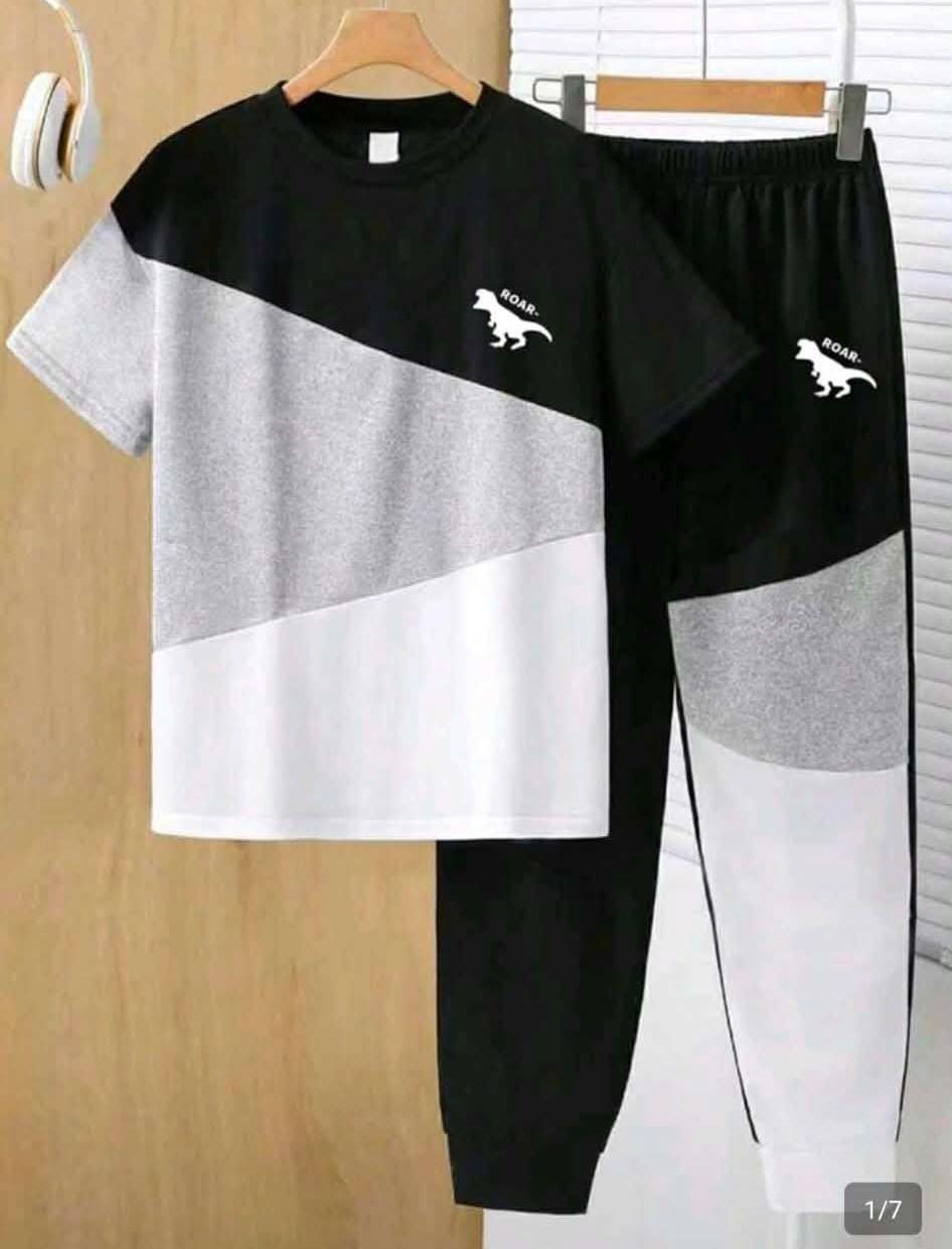 Toddler Boys' Cartoon Print Short Sleeve T-Shirt And Sweatpants Set