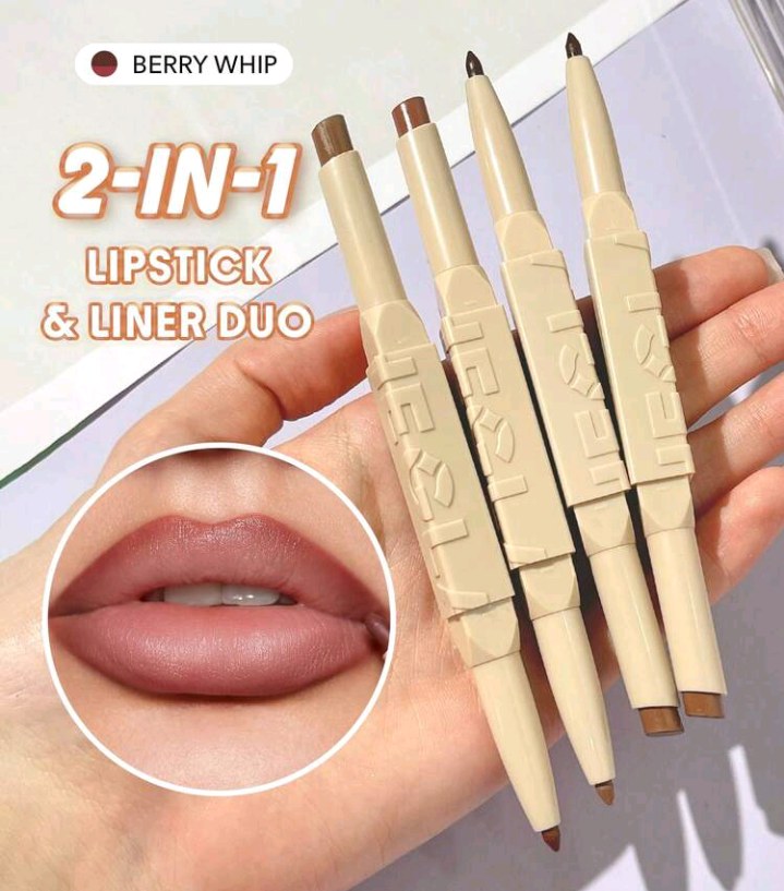 SHEGLAM Glam 101 Lipstick & Liner Duo-Berry Whip 2-In-1 Matte Dual-Ended Lip Liner Lipstick Pencil Highly Pigmented Long Lasting Smooth Easy To Wear Lip Makeup Pink Brown Lip Liner Lip Combo