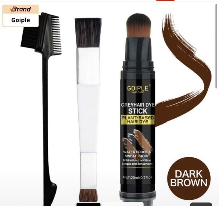 Goiple 3PCS Gray Hair Covering Kit With Dye Stick, Root Touch Up Powder & Brush, Quick Liquid Root Dye Pen, Shadow Powder For Bald Spots Eyebrows & Beard, Hair Fibers For Thinning Hair, Waterproof Lace Tint Stick For Wig Knots