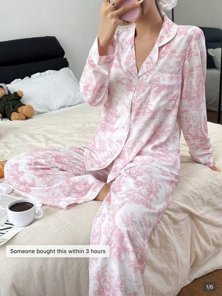 Pink Satin Pajama Set