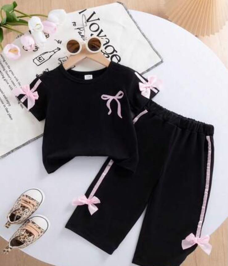 Black Bow Hoodie Set