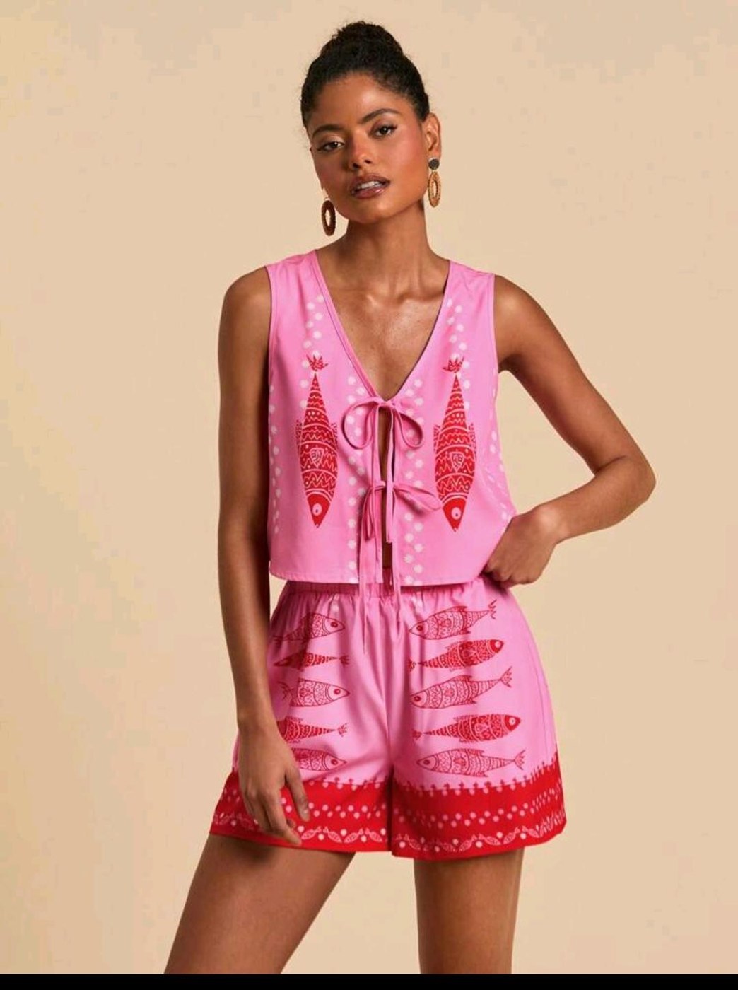 Pink Satin Short Set