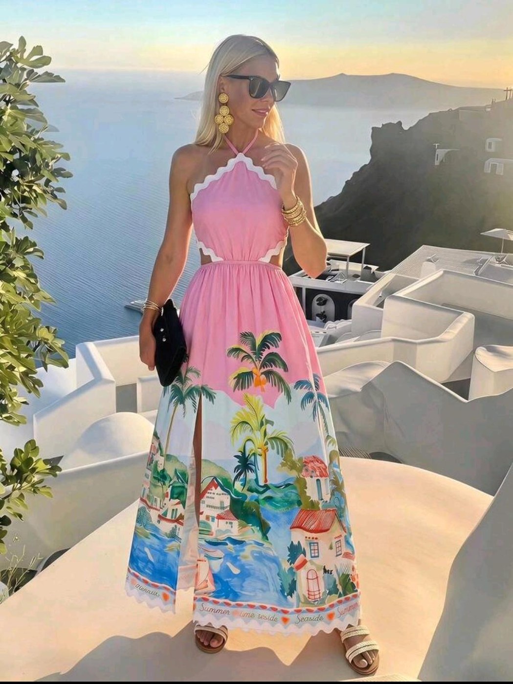 Pink Floral Beach Dress