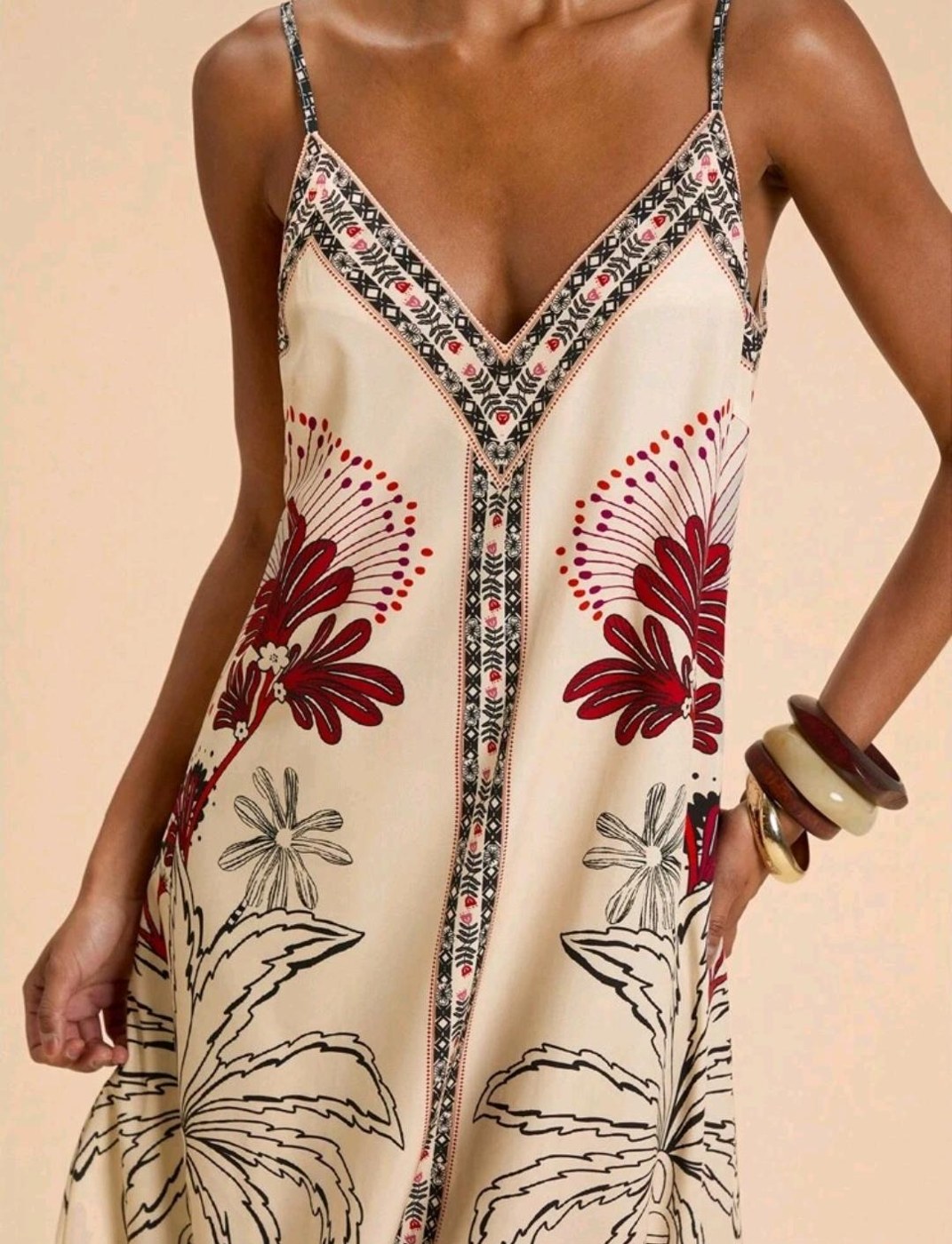 Beige Floral Corset Dress