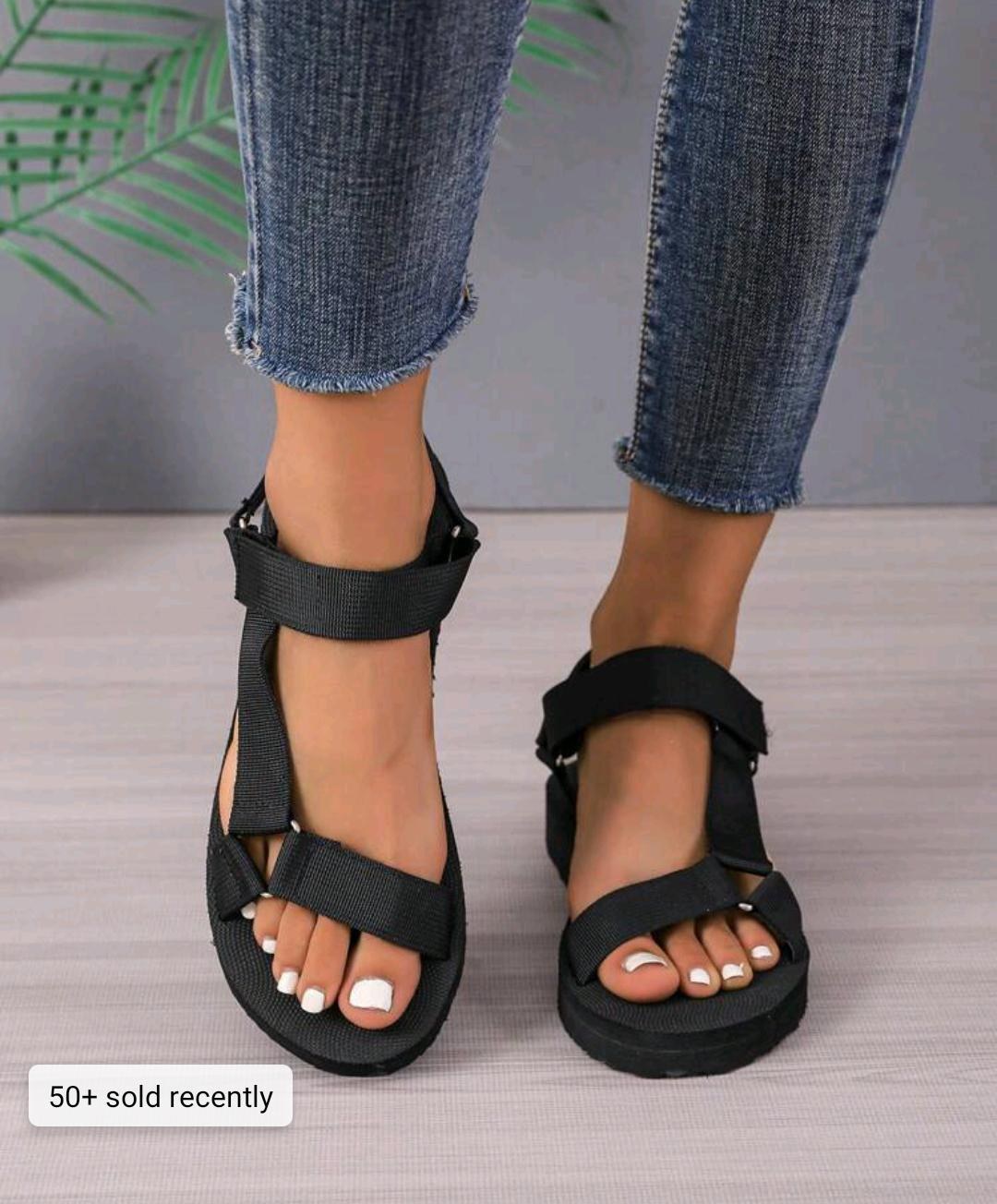 Black Wedge Sandals