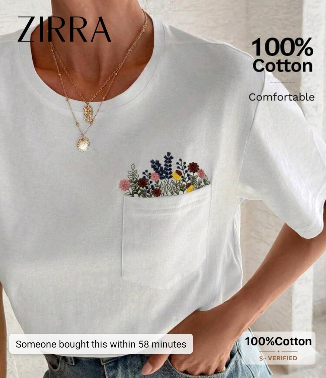 White Embroidered T Shirt