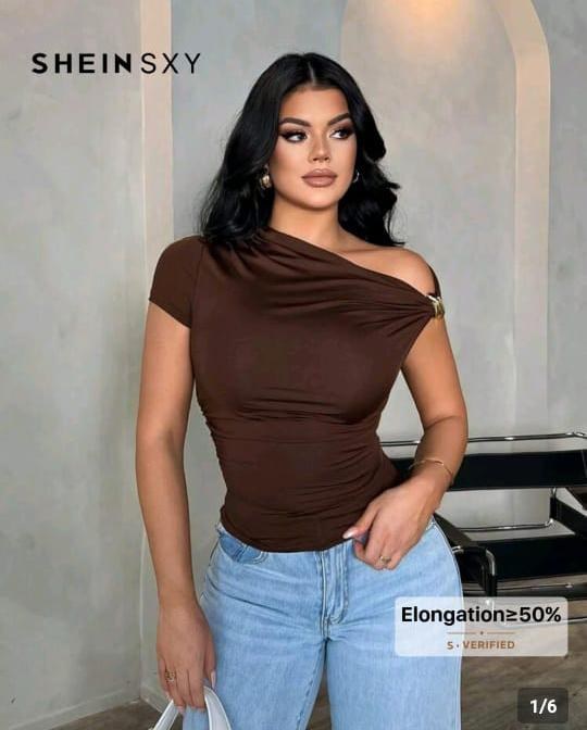 Brown One Shoulder Top