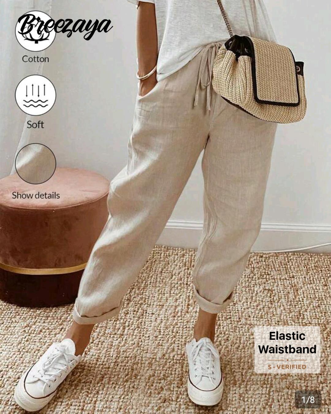 Beige Linen Two Piece Set